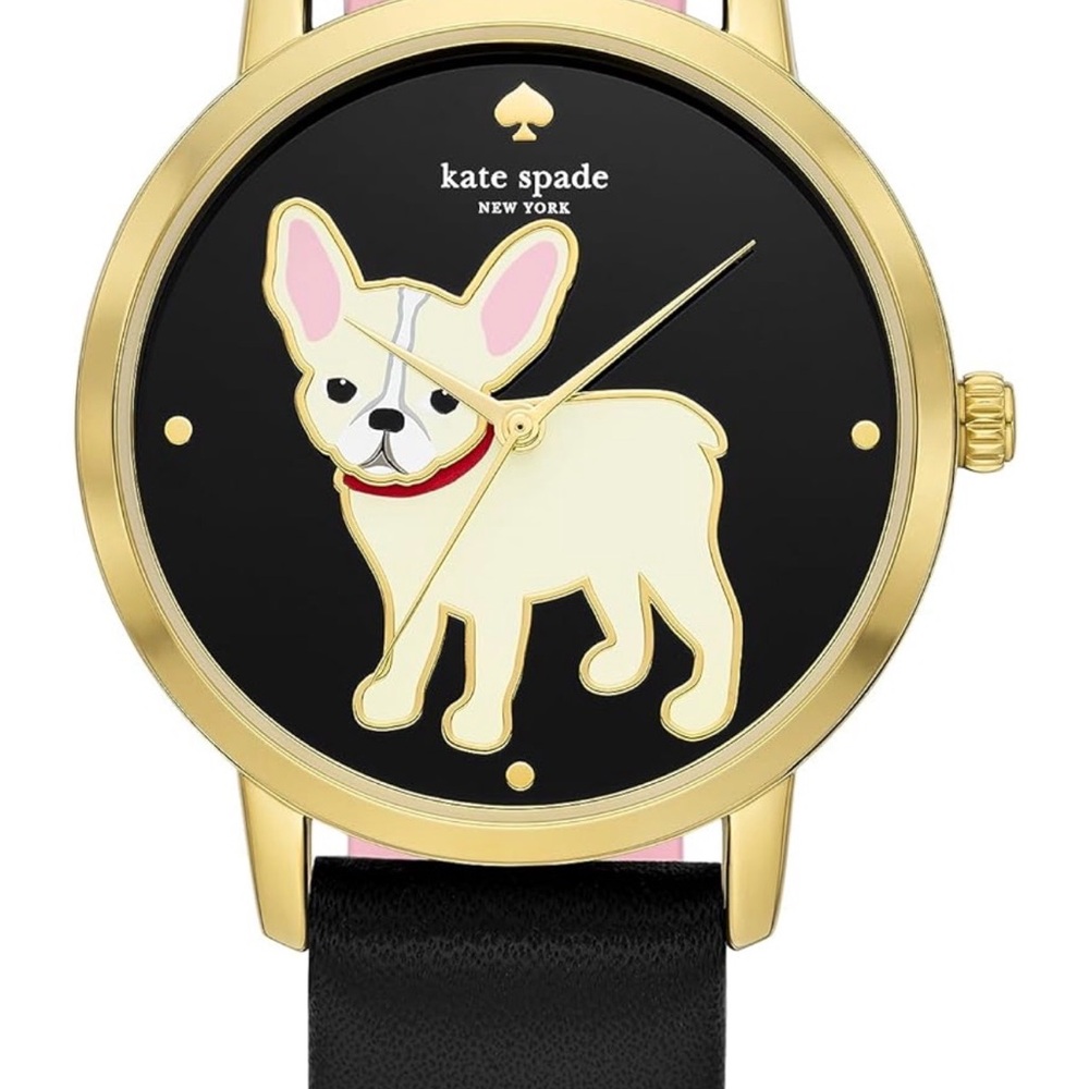 NWT Kate Spade New York Women's Metro Three-Hand Frenchie Black Leather Band
